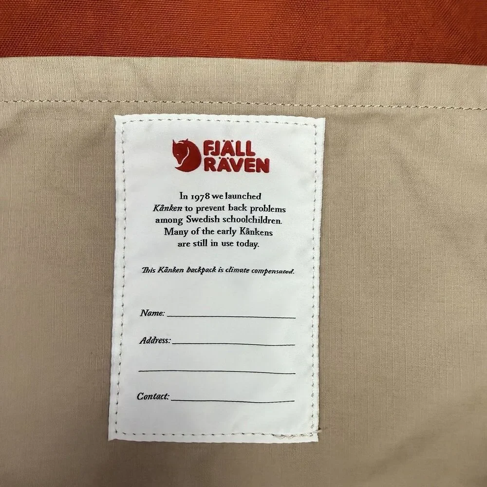 Fjallraven Kanken No. 2 G-1000 Burnt Orange Backpack Leather Handles Bag